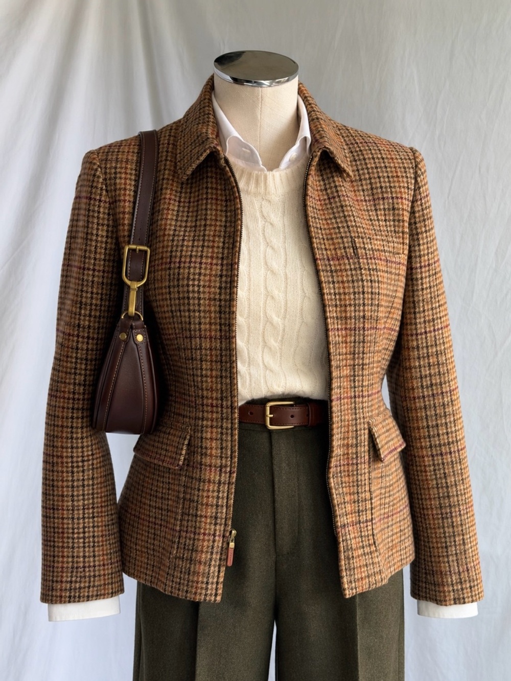 Vintage Lauren Ralph Lauren Wool Houndstooth Equestrian Jacket Blazer | Size 6P